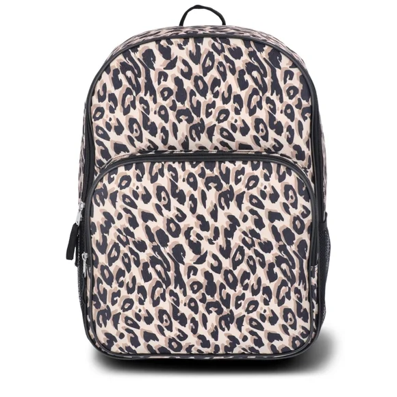 Leopard Print Backpack in Beige and Black - Picture 1 of 9